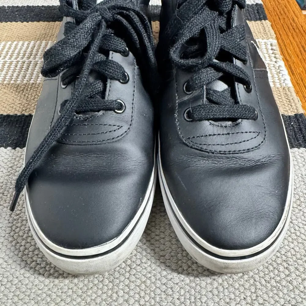 Polo Ralph Lauren Hanford Leather Trainers Sneaker Men 10D Black Quite Luxury‎